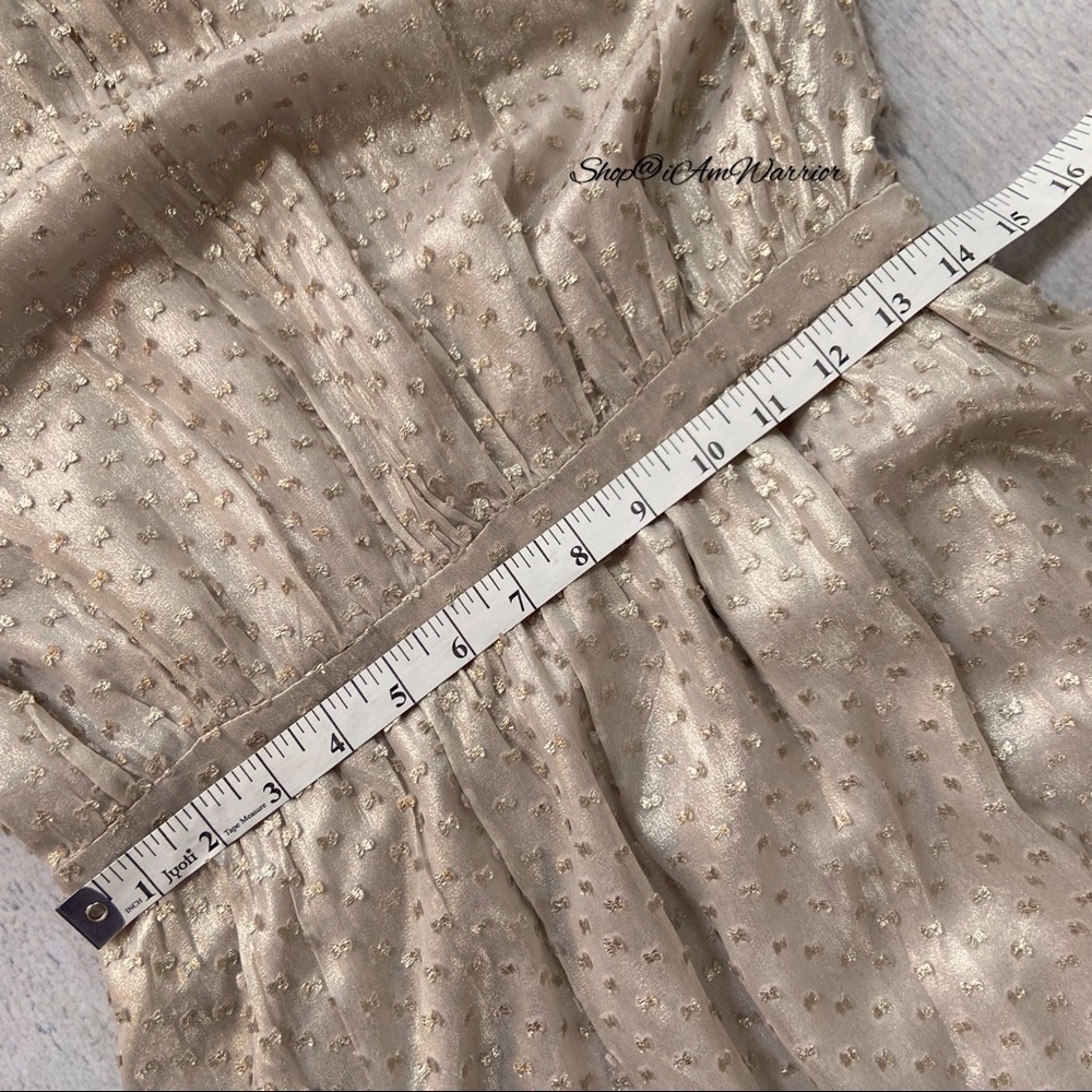 J.Crew Collection NWT Champagne Metallic Clip Dot Midi Dress shop@iAmWarrior - Picture 4 of 8